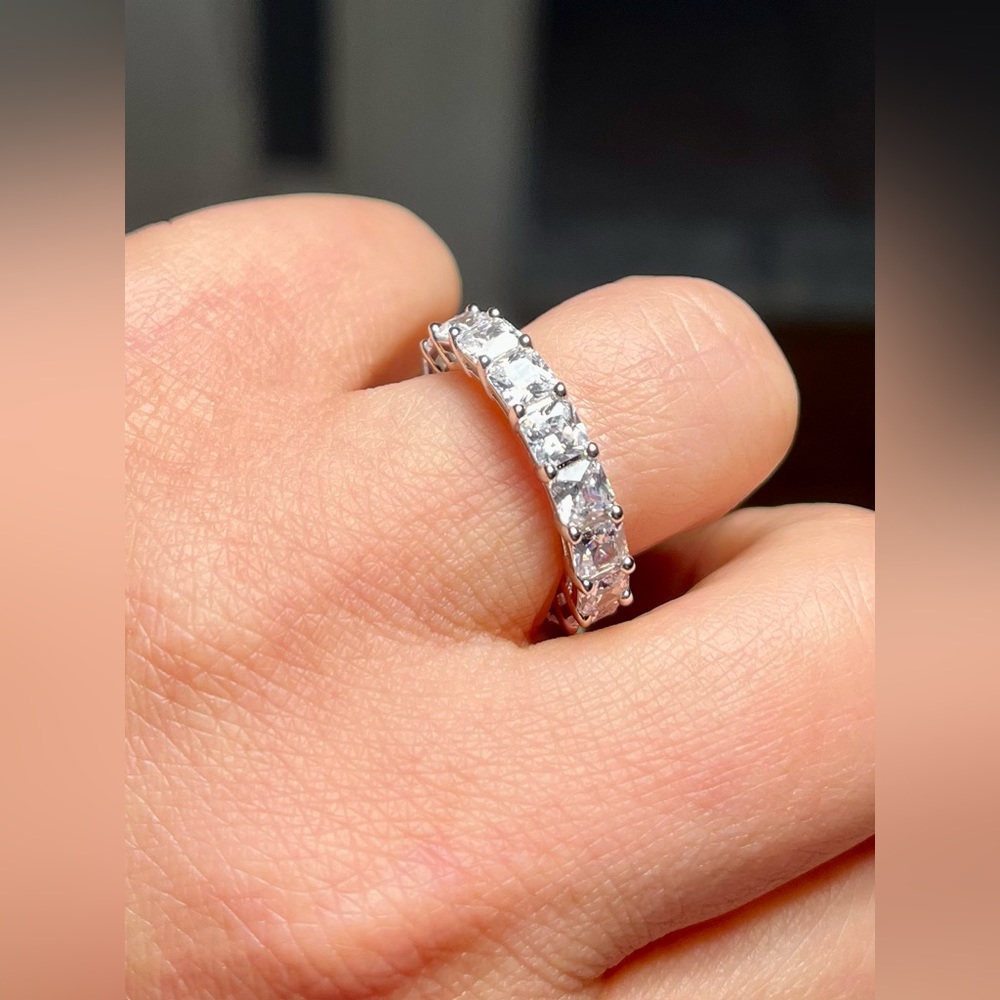 Princess Cut Eternity Wedding/Anniversary Ring - Picture 7 of 7